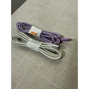 Wireless Gear 2 Pack Braided Cables 3ft Silver Lightning & Purple USB-C to USB-A